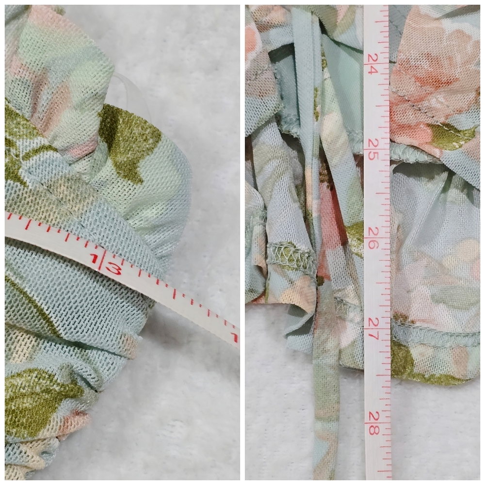 Windsor ✦ Spotted in Floral Mesh Dress ✦ Ruffle Hem Mini Sage Green Sz S NWT - Picture 5 of 5